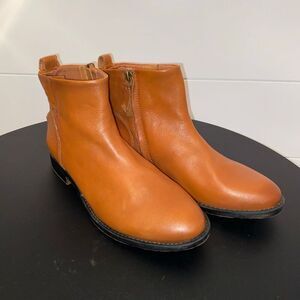 Franco Sarto Liz Ankle Boots Size 9.5 Round Toe Brown Leather Western Rodeo Boho